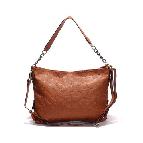 Coach Embossed In Monogram Medium Tan Shoulder Bags DGK Coach Embossed In Monogram Medium Tan Shoulder Bags DGK